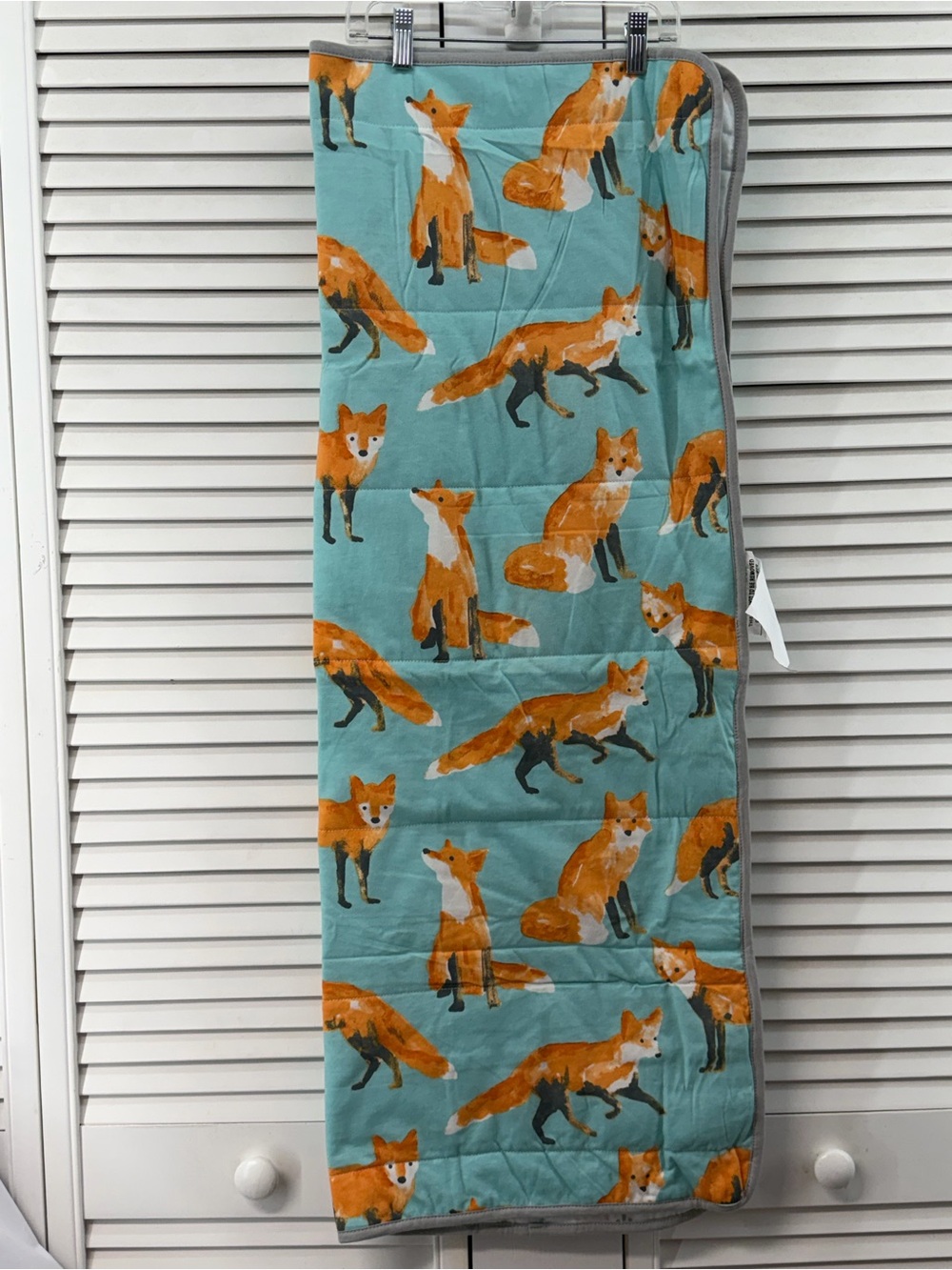 cloud island fox print Aqua & Orange crib Blanket nwot - Picture 2 of 7